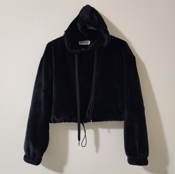 weekend edition Sweaters - Weekend edition velvet hoodie bkack crop sweater Size S/P